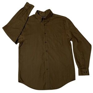 Roundtree & Yorke Zigzag Twill M Brown Long Sleeved Shirt Very Soft Excellent